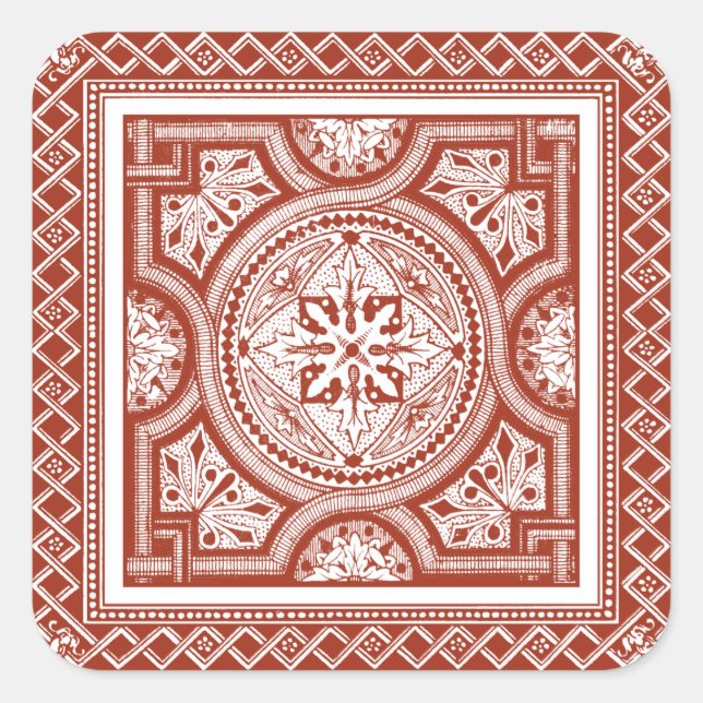 Cinnabar Woodblock IV Square Sticker (Front)