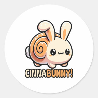 Cinnabunny! Cute Cinnamon Roll Bunny Pun Classic Round Sticker