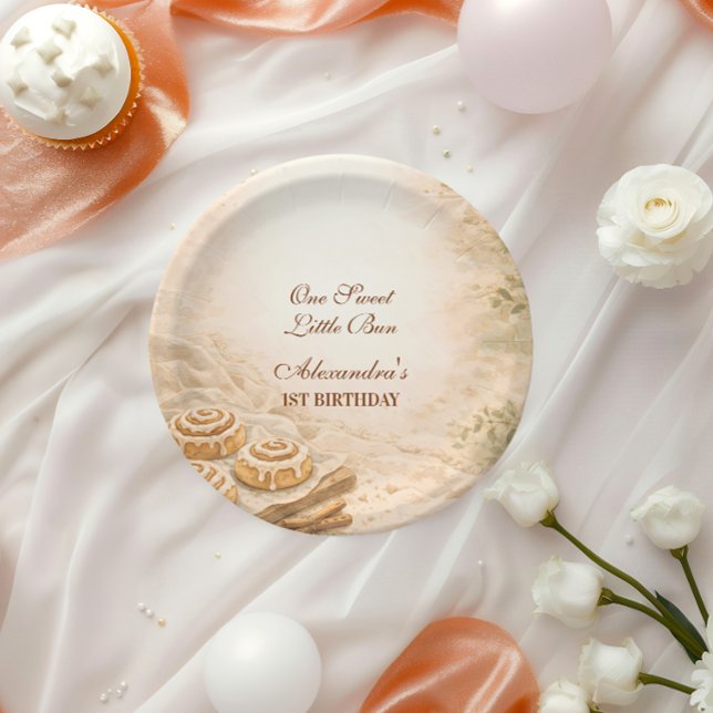 Cinnamon Bakery Little Bun 1st Birthday Paper Plates (Creator Uploaded)