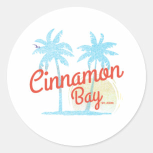 Cinnamon Bay USVI Vintage Beachwear Classic Round Sticker