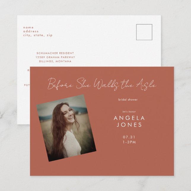 Cinnamon Before She Walks Photo Bridal Shower Postcard (Front/Back)