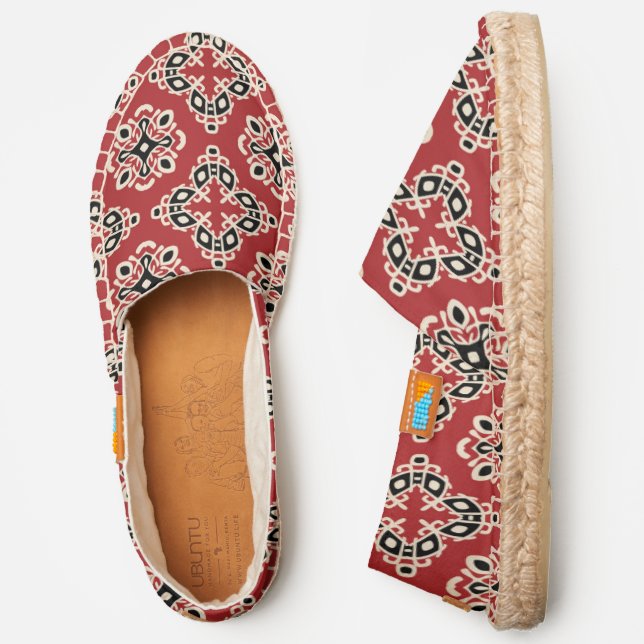 Cinnamon Black Modern Geometric Pattern Espadrilles (Side)