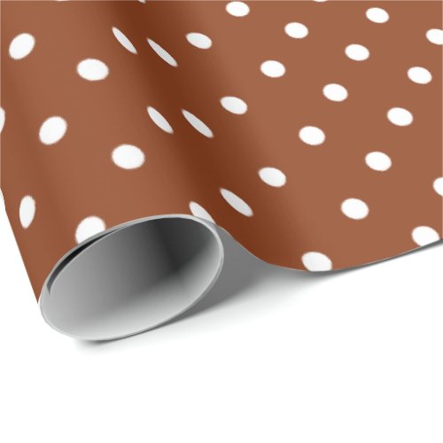 Cinnamon Brown  White Polka Dot Wrapping Paper