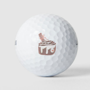 Cinnamon Bun Dessert Hand Drawn Art Golf Balls