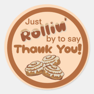 Cinnamon bun labels, Thank you label