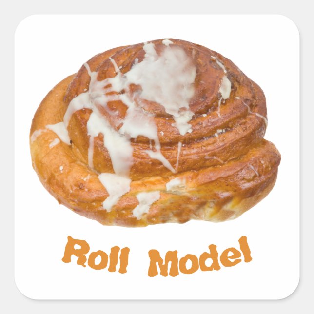 Cinnamon Bun Roll Model Square Sticker (Front)