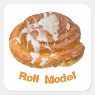 Cinnamon Bun Roll Model Square Sticker