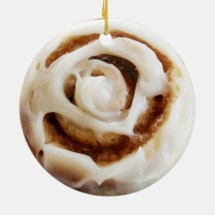 Cinnamon Bun with Icing Ceramic Ornament