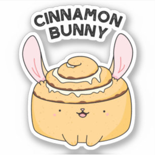 Cinnamon Bunny Funny Cinnamon Bun Pun Sticker