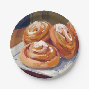 Cinnamon Buns Bakery Painting Paper Plates