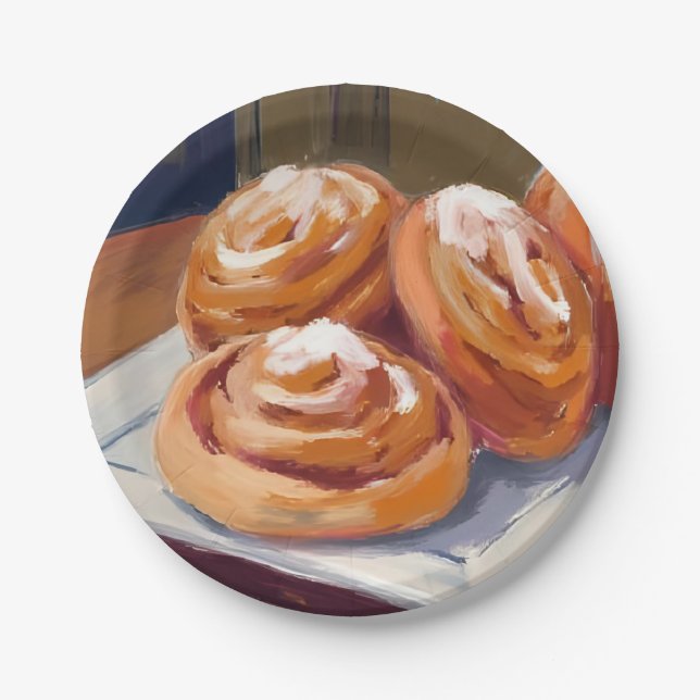 Cinnamon Buns Bakery Painting Paper Plates (Front)