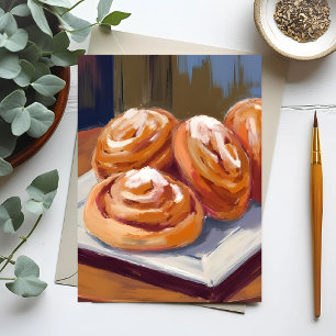Cinnamon Buns Bakery Painting Postcard