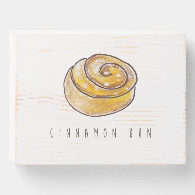 Cinnamon Buns Cinnamon Rolls Coffee Fika Wooden Box Sign (Front Horizontal)