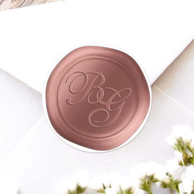 Cinnamon Calligraphy Monogram Wax Seal Stickers (Achieve the elegance of a wax seal without the hassle or mess with these faux wax flat stickers)