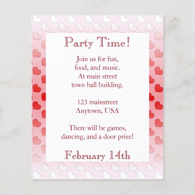 Cinnamon Candy Hearts Red and Pink Flyer (Back)