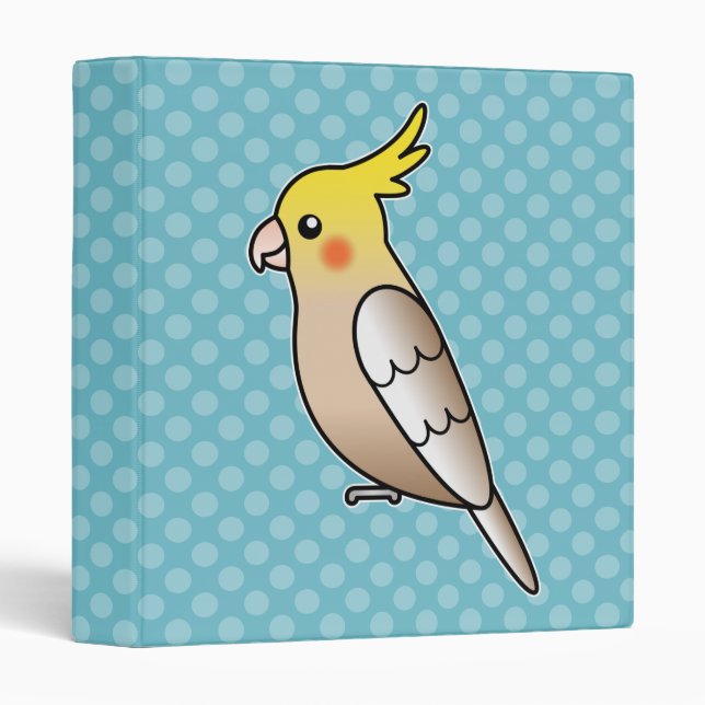 Cinnamon Cartoon Cockatiel Parrot Bird 3 Ring Binder (Front/Spine)