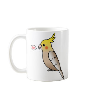 Cinnamon Cartoon Cockatiel Parrot Bird Love Coffee Mug