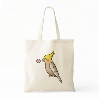 Cinnamon Cartoon Cockatiel Parrot Bird Love Tote Bag