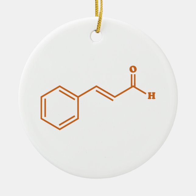 Cinnamon Cinnamaldehyde Molecular Chemical Formula Ceramic Ornament (Front)