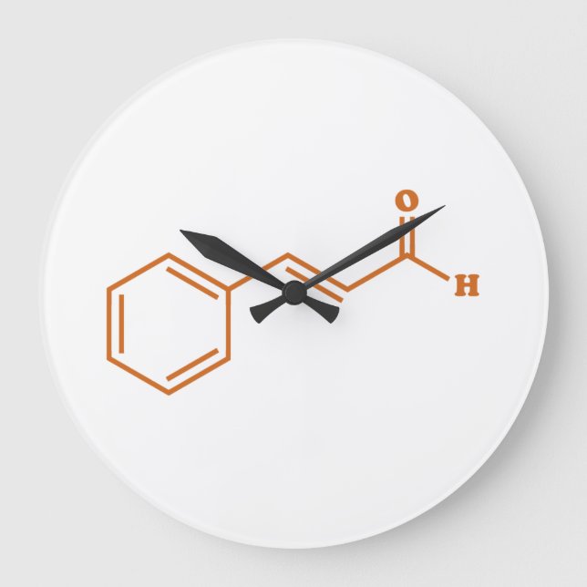 Cinnamon Cinnamaldehyde Molecular Chemical Formula Large Clock (Front)