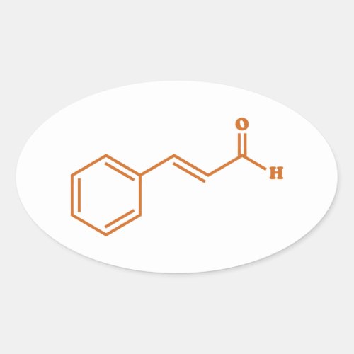 Cinnamon Cinnamaldehyde Molecular Chemical Formula Oval Sticker