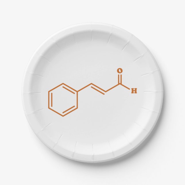 Cinnamon Cinnamaldehyde Molecular Chemical Formula Paper Plates (Front)