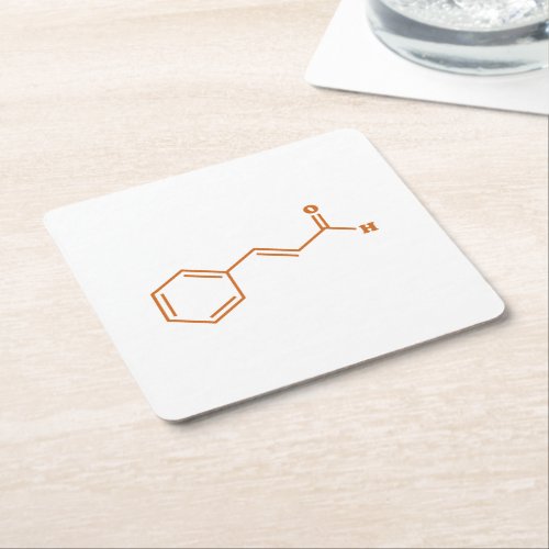 Cinnamon Cinnamaldehyde Molecular Chemical Formula Square Paper Coaster