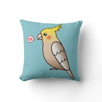 Cinnamon Cockatiel Parrot Bird With A Heart Throw Pillow