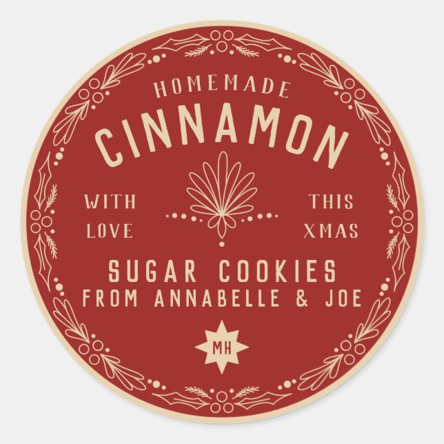 Cinnamon Cookie Christmas DIY gift label  (Front)