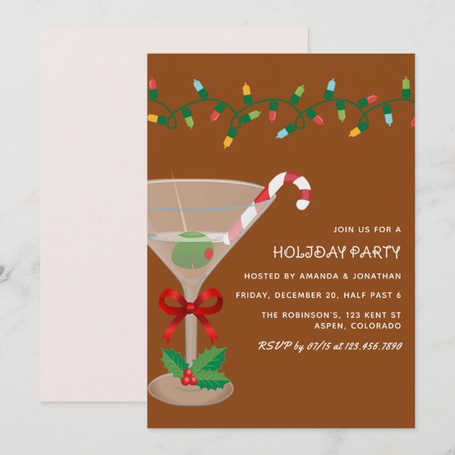 Cinnamon Cozy Christmas Holiday Cocktail Party Invitation (Front/Back)