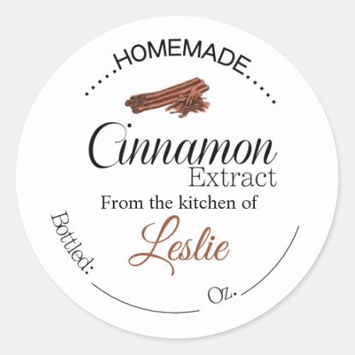 Cinnamon Extract labels homemade extracts Classic Round Sticker