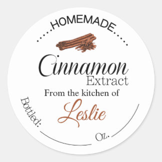 Cinnamon Extract labels, homemade extracts Classic Round Sticker