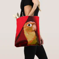 Cinnamon Green Cheek Conure Parrot Cuddly Bird Red Tote Bag | Zazzle