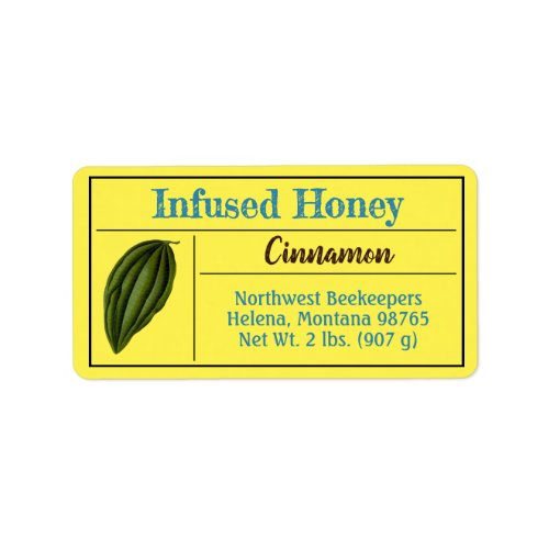 Cinnamon Infused Honey Yellow Product Label