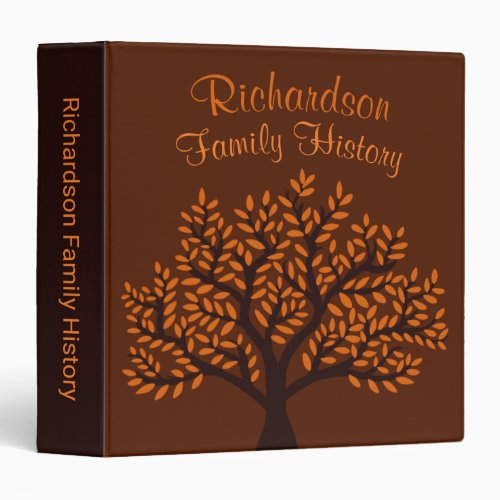 Cinnamon Leaves Dark Brown Family Genealogy 3 Ring Binder