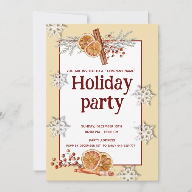 Cinnamon orange fun company  party  invitation (Front)