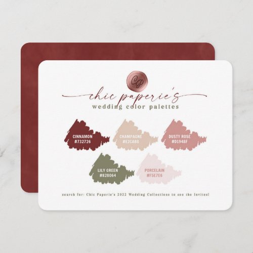 Cinnamon  Pink Spring Wedding Colors Palette Card