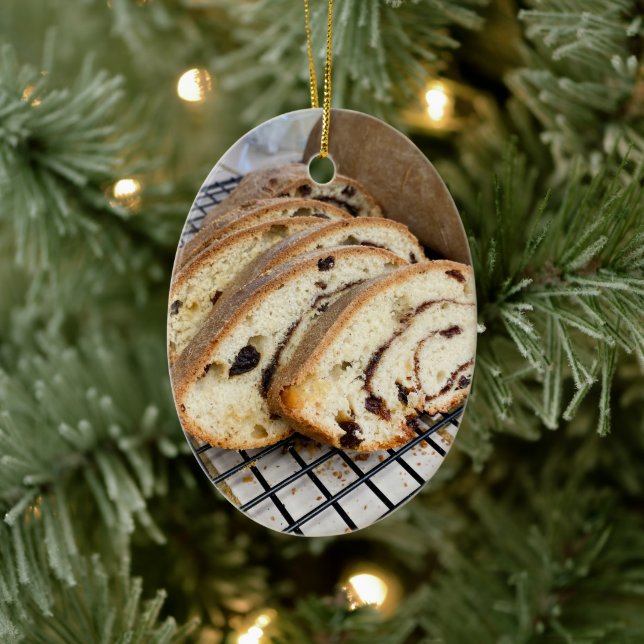 Cinnamon Raisin Bread Ceramic Ornament (Tree)