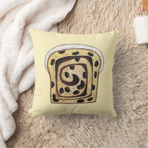 Cinnamon Raisin Bread Loaf Baking Breadmaking Throw Pillow
