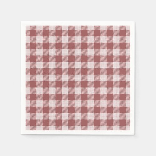 Cinnamon Red Gingham Plaid Paper Napkin