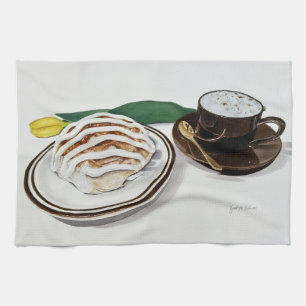 Cinnamon Roll and Cappuccino Kitchen Towel