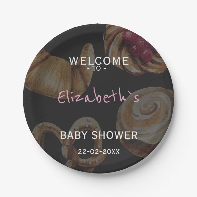 Cinnamon Roll Baby Shower Paper Plates (Front)