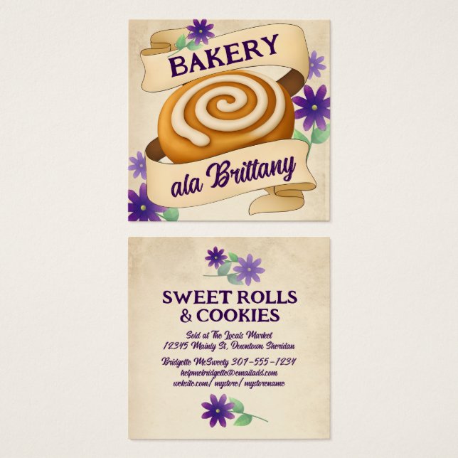 Cinnamon roll baking bakery business card (Front & Back)