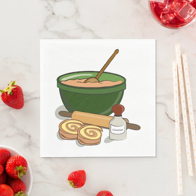 Cinnamon Roll Baking Ingredients Cozy Kitchen  Napkins (Creator Uploaded)