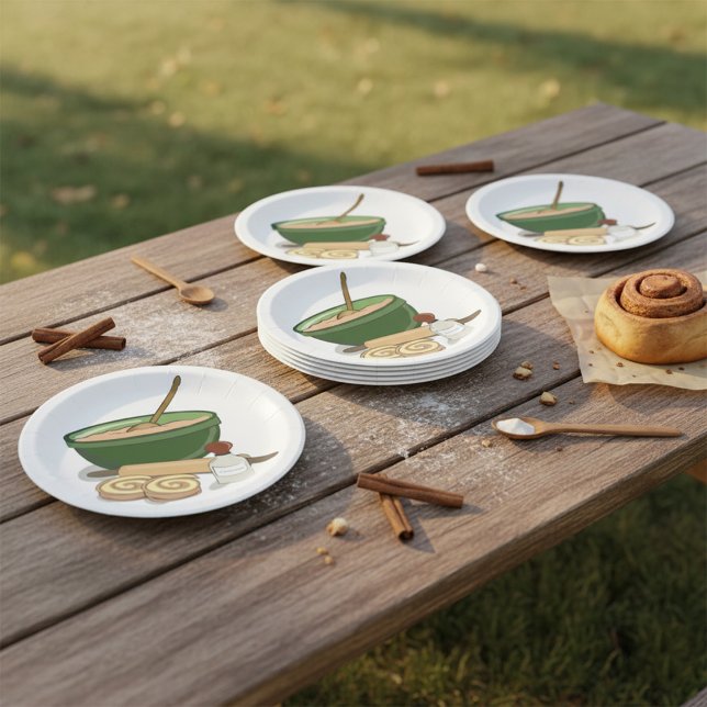 Cinnamon Roll Baking Ingredients Cozy Kitchen  Paper Plates (Creator Uploaded)