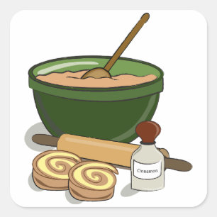 Cinnamon Roll Baking Ingredients Cozy Kitchen  Square Sticker