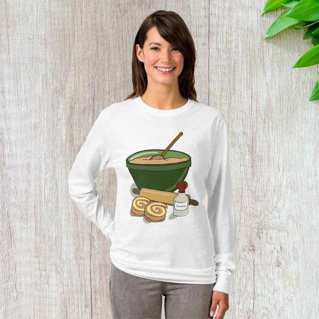 Cinnamon Roll Baking Ingredients Cozy Kitchen  T-Shirt (Creator Uploaded)