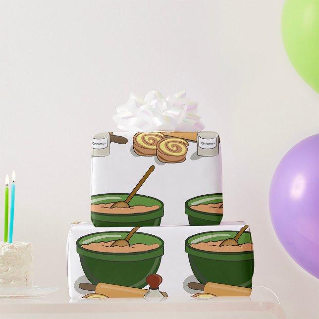 Cinnamon Roll Baking Ingredients Cozy Kitchen  Wrapping Paper (Creator Uploaded)