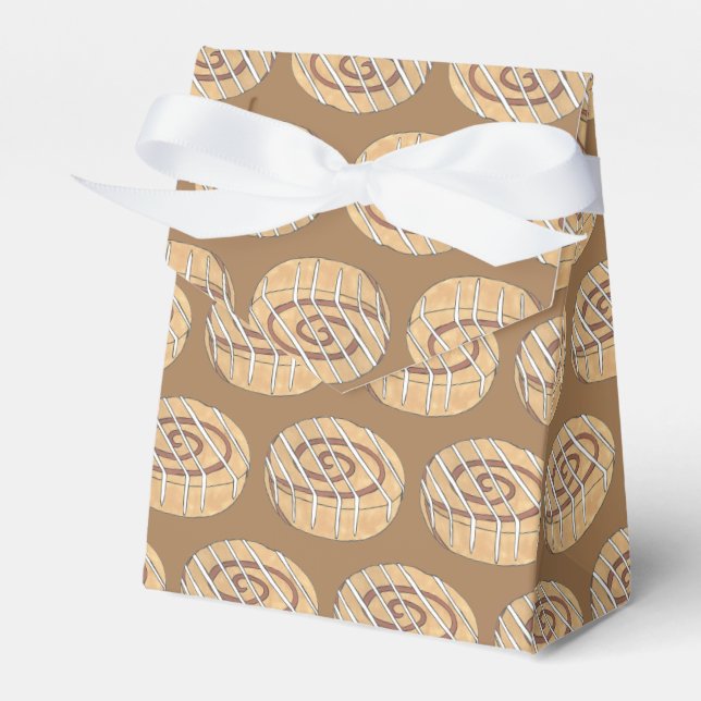 Cinnamon Roll Bun Pastry Bakery Breakfast Food Favor Boxes (Front Side)