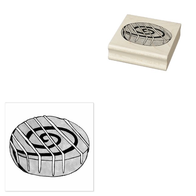 Cinnamon Roll Bun Pastry Bakery Breakfast Food Rubber Stamp (Stamped)